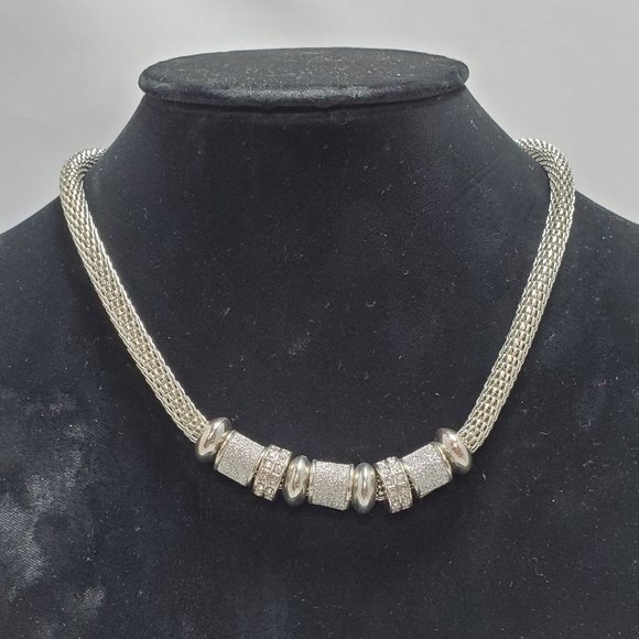 Bonworth silver tone mesh rope necklace with beads - Picture 1 of 9